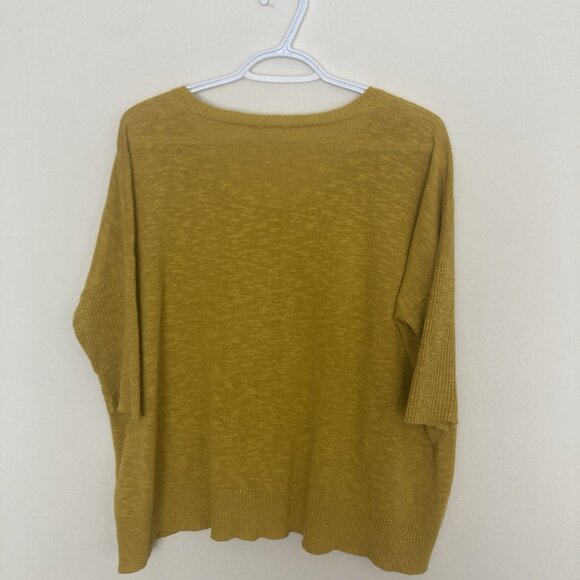 Eileen Fisher Women’s Pullover Sweater Linen Blend Yellow Goldenrod Size S Boxy - Picture 6 of 8